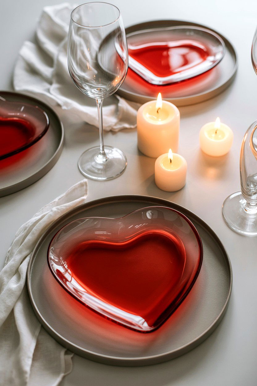 Glass Heart Plates - 25 Valentine's Day Dinnerware Ideas