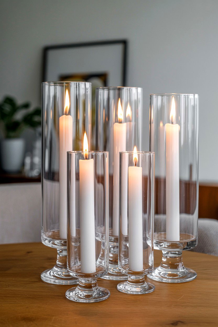 Glass Pillar Holders - 25 Minimalist Valentine's Day Table Ideas