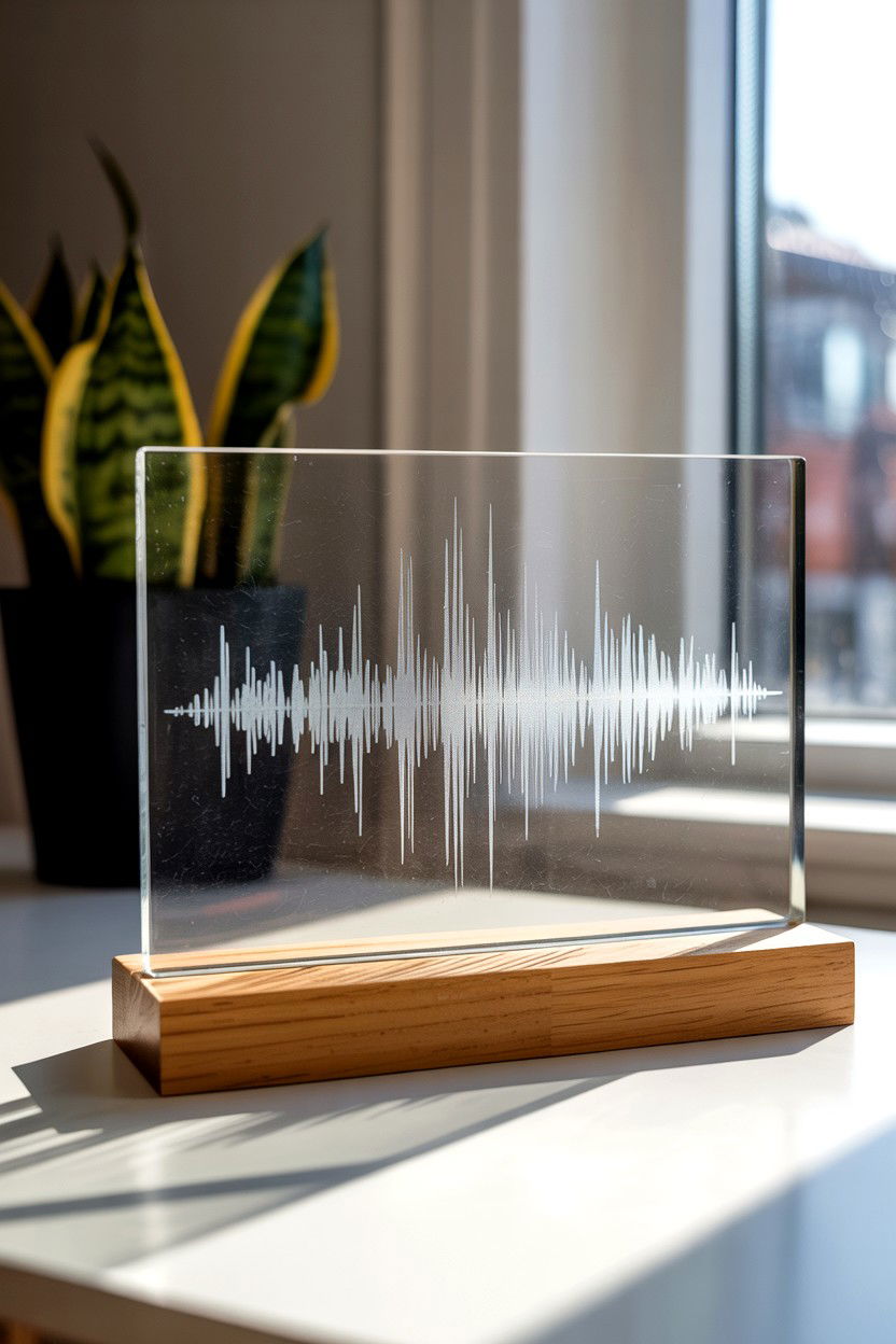 Glass Sound Wave Plaque - 25 Valentine's Day Sound Wave Art Ideas