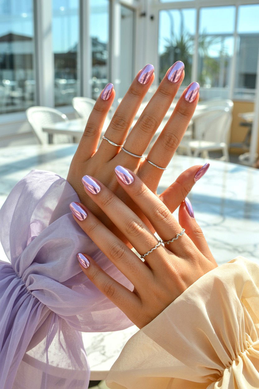 Glazed Donut Chrome - 25 Chrome Valentine's Day Nail Ideas