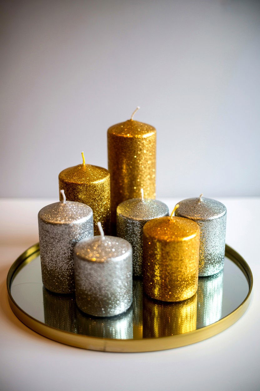 Glitter Candle Centerpiece - 25 Valentine's Day Candle Centerpiece Ideas