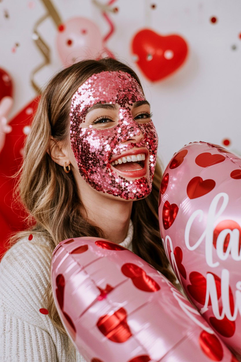 Glitter Face Mask - 25 Valentine's Day Face Mask Ideas
