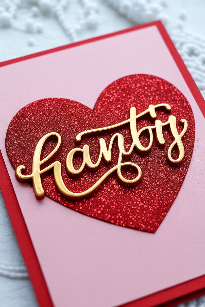 Glitter Heart Card - 25 Heart Valentine's Day Card Ideas