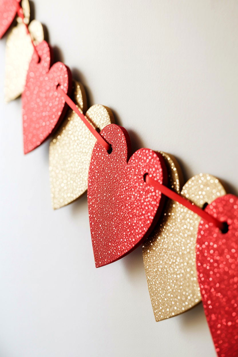 Glitter Heart Garland - 25 Valentine's Day Garland Ideas