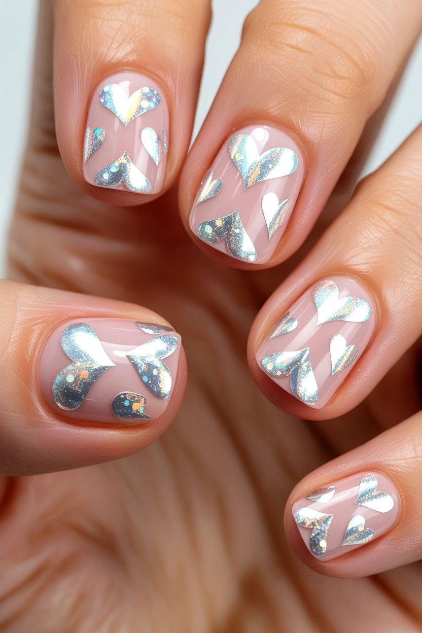 Glitter Heart Nails - 25 Elegant Valentine's Day Nails