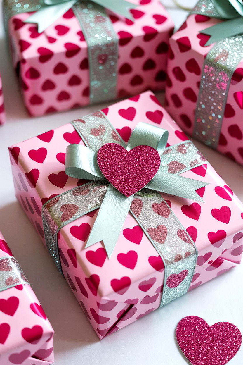 Glitter Heart Wrapping Paper - 25 Valentine's Day Wrapping Paper Ideas