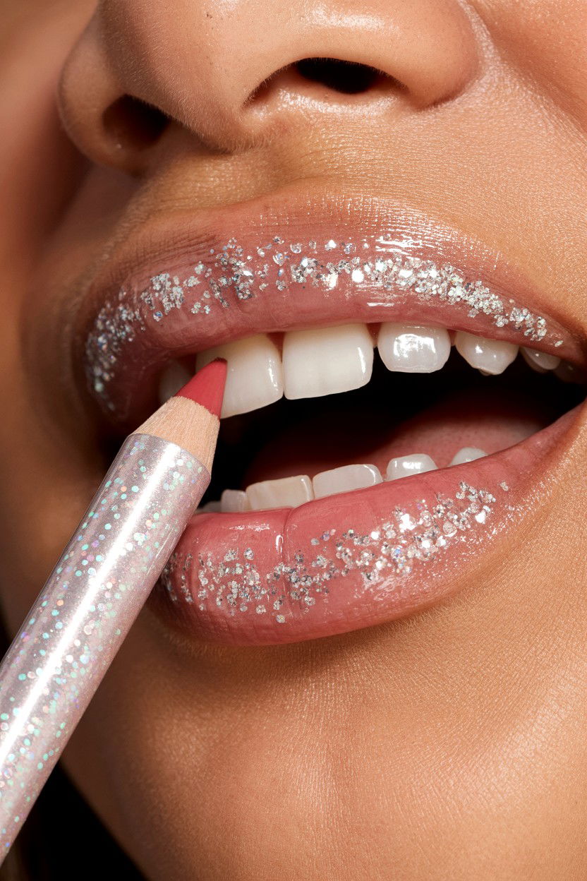 Glitter Lip Liner - 25 Valentine's Day Lip Liner Looks