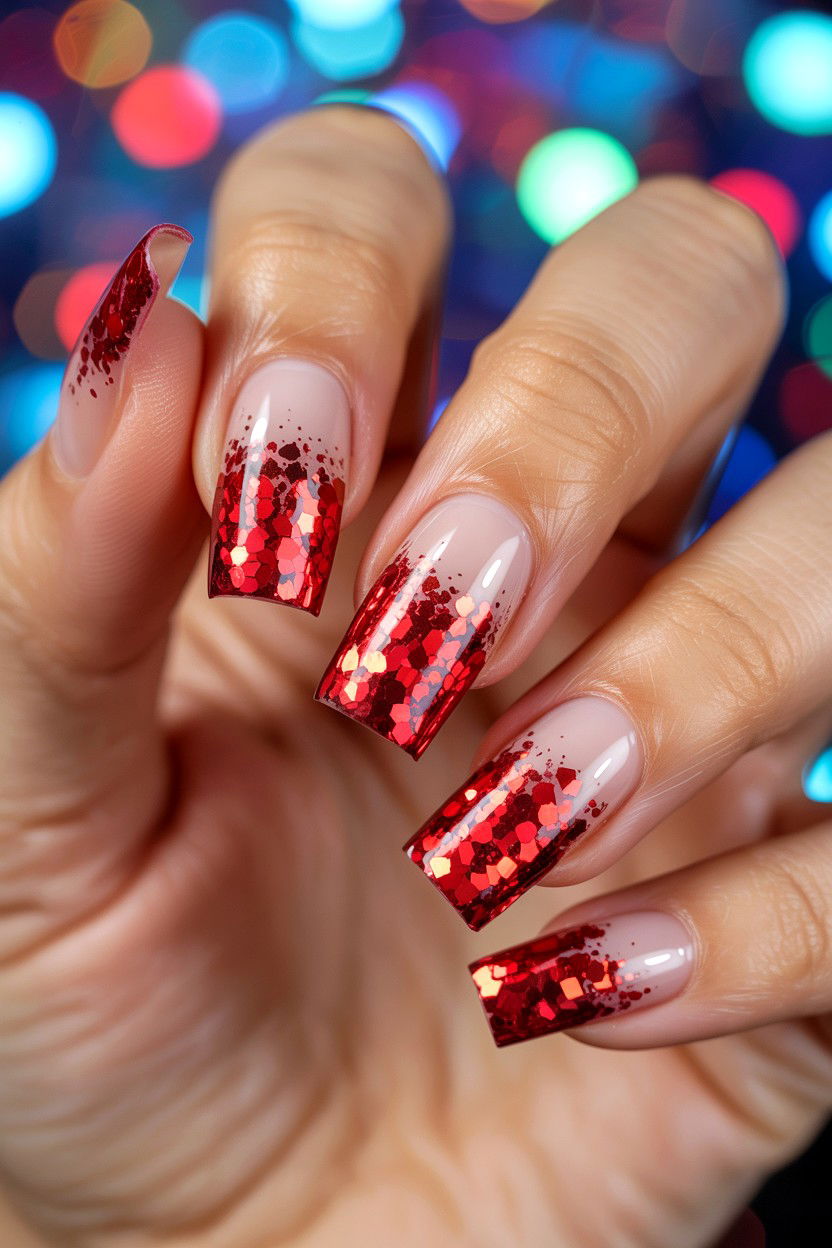 Glitter Ombre Nails - 25 Acrylic Valentine's Day Nail Ideas