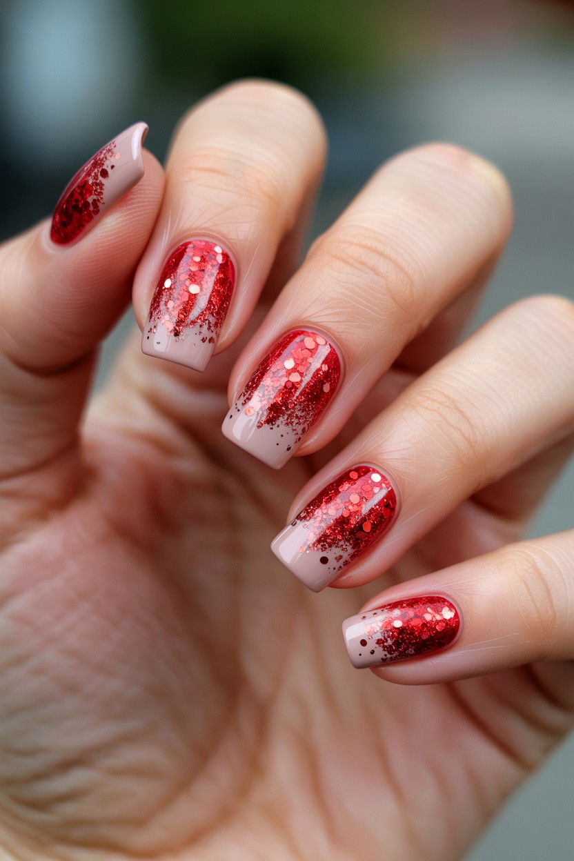 Glitter Ombre Nails - 25 Valentine's Day Nail Art Ideas