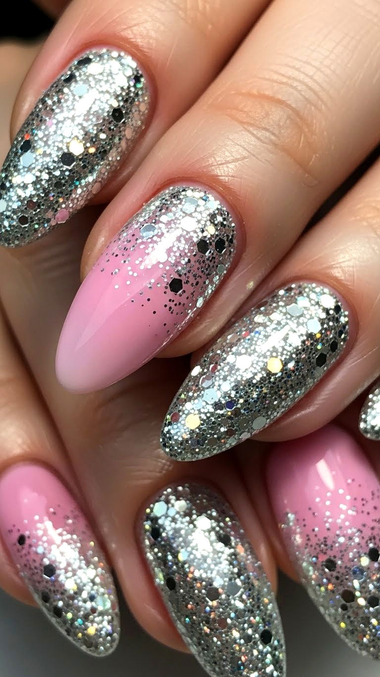 Glitter Ombre Nails - 25 valentine's day nails