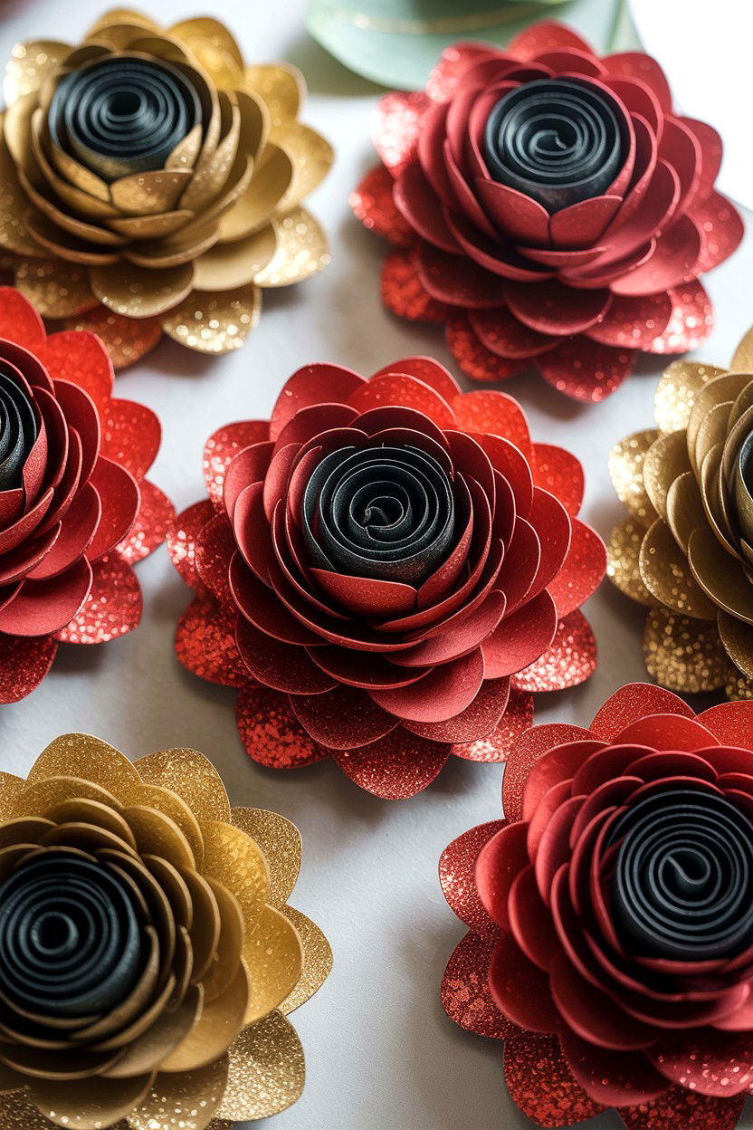 Glitter Paper Flower - 25 Valentine's Day Paper Flower Ideas