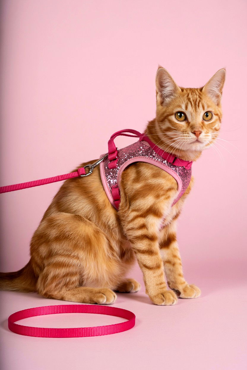 Glitter Pink Cat Harness - 25 Valentine's Day Pet Harness Ideas