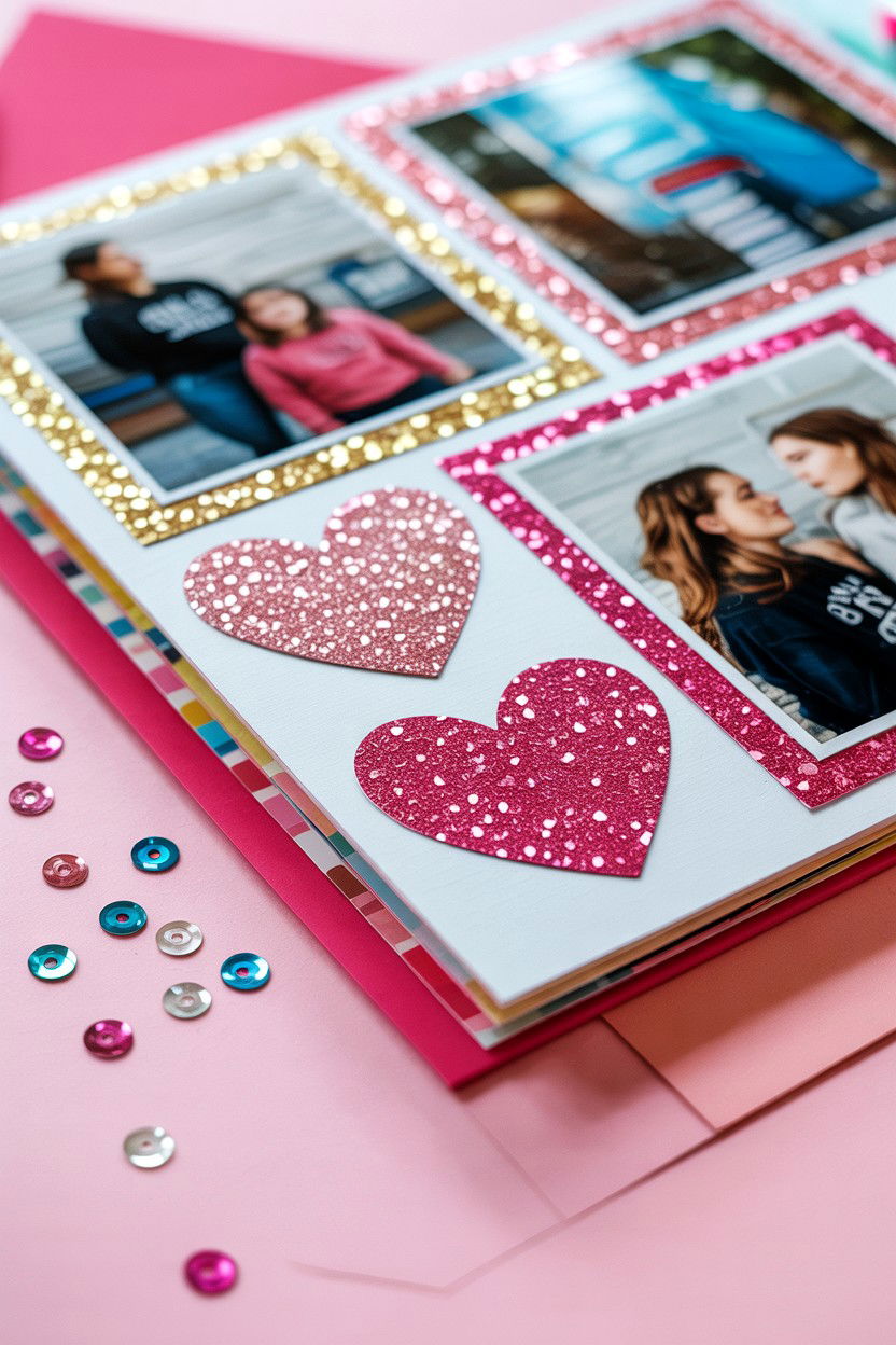Glitter Scrapbook Accents - 25 Valentine's Day Scrapbook Layout Ideas