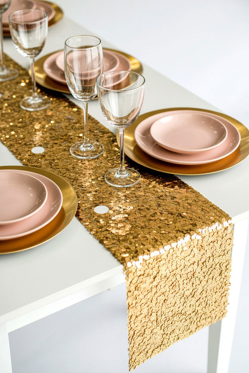 Glitter Table Runner - 25 Valentine's Day Party Table Ideas
