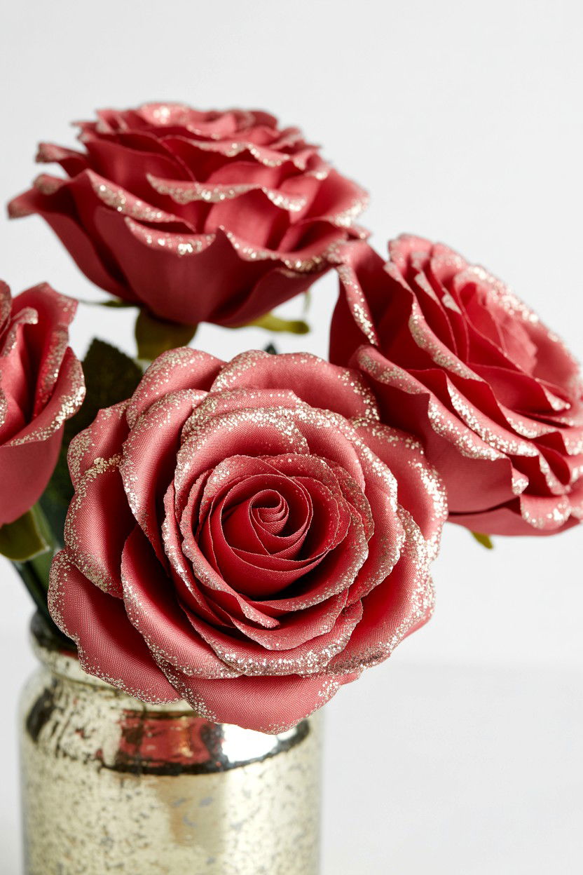 Glitter Tipped Faux Flowers - 25 Valentine's Day Fake Flower Ideas