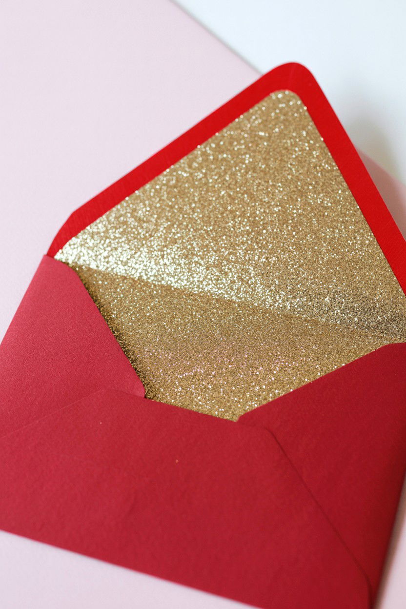 Glitter Valentine Envelope - 25 Valentine's Day Envelope Ideas