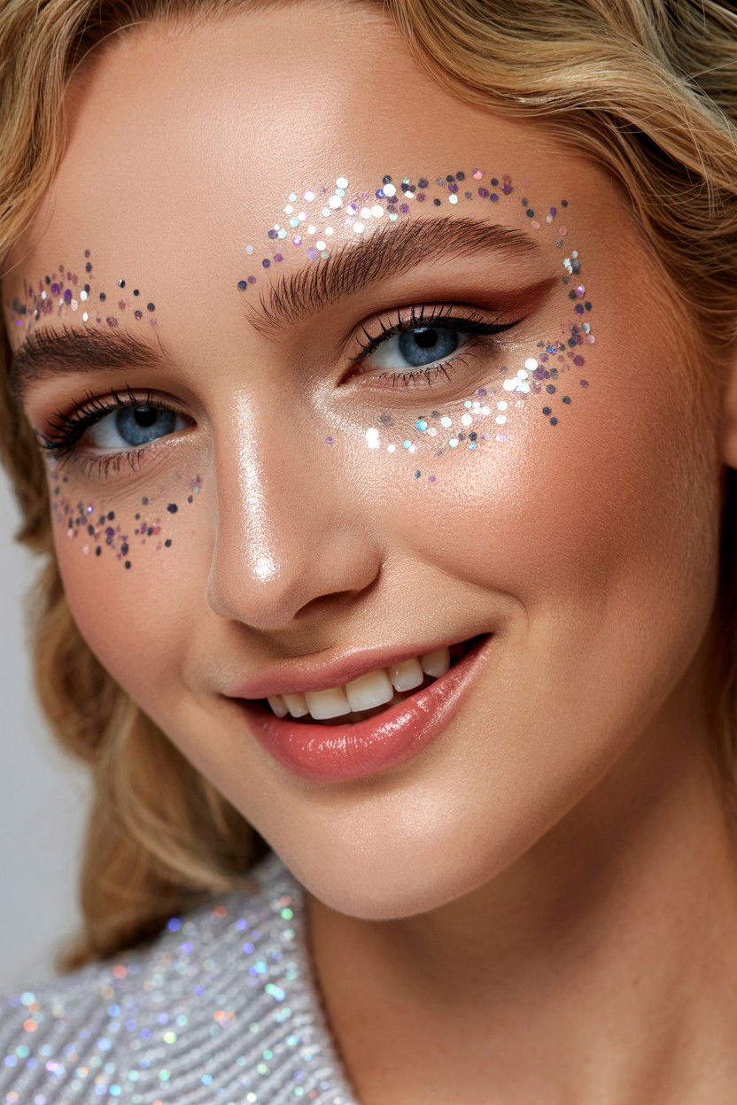 Glitter freckles - 25 Valentine's Day Freckle Makeup Ideas