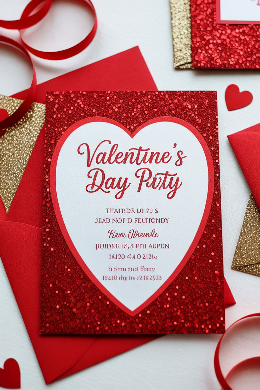 Glitter invitation - 25 Valentine's Day Party Invitation Ideas