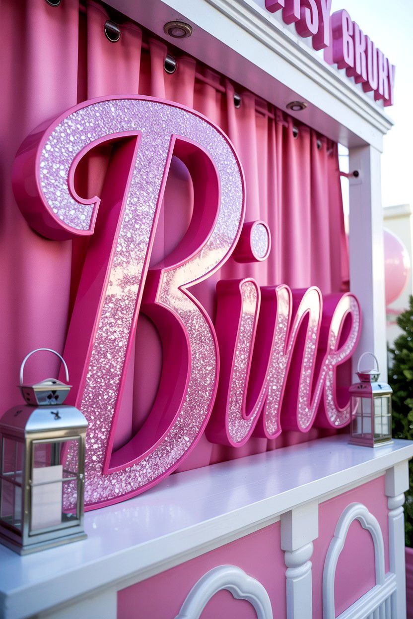 Glittery pink sign - 25 Valentine's Day Welcome Sign Ideas