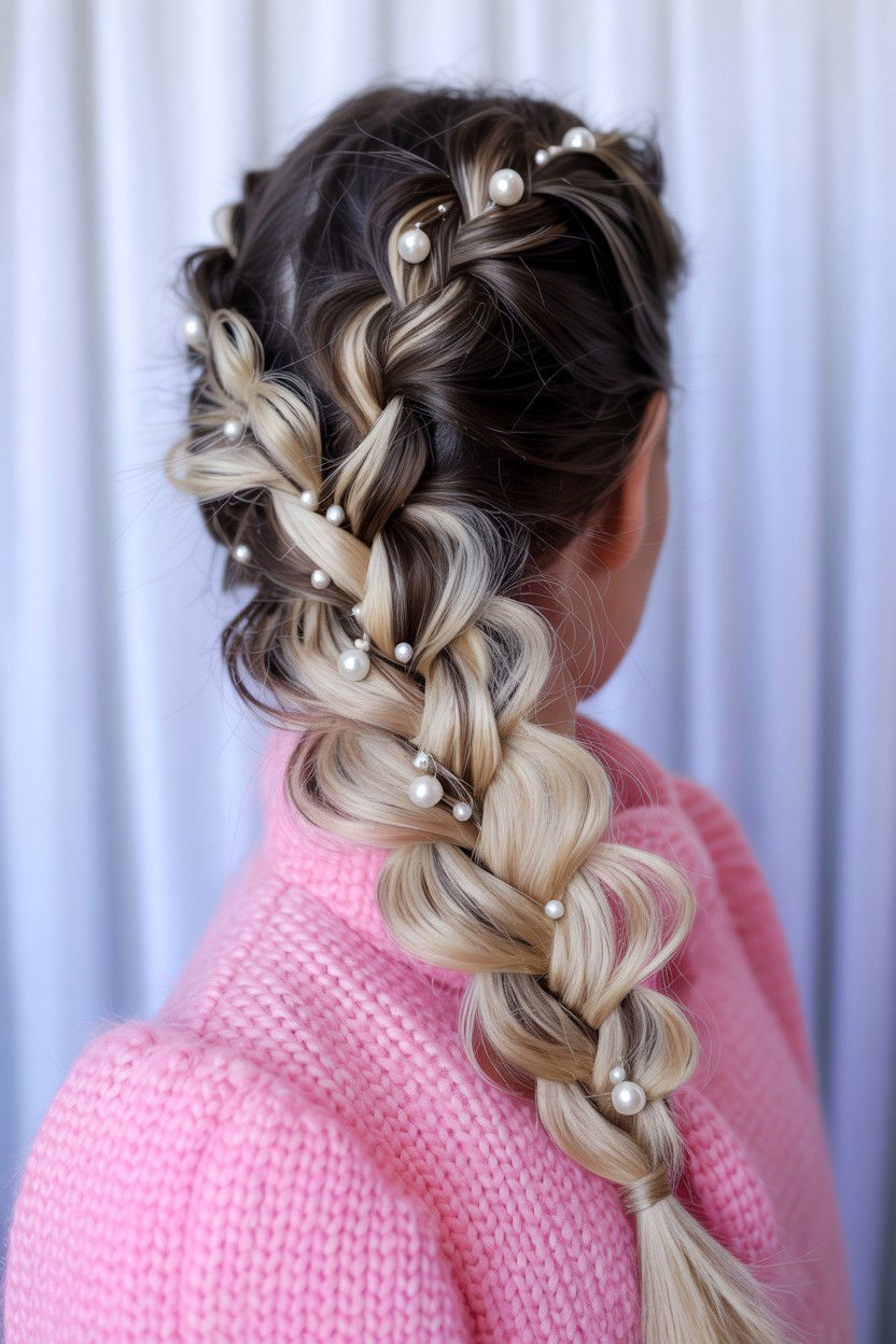 Glitzy Pearl Braid - 25 Valentine's Day Crown Braid Ideas