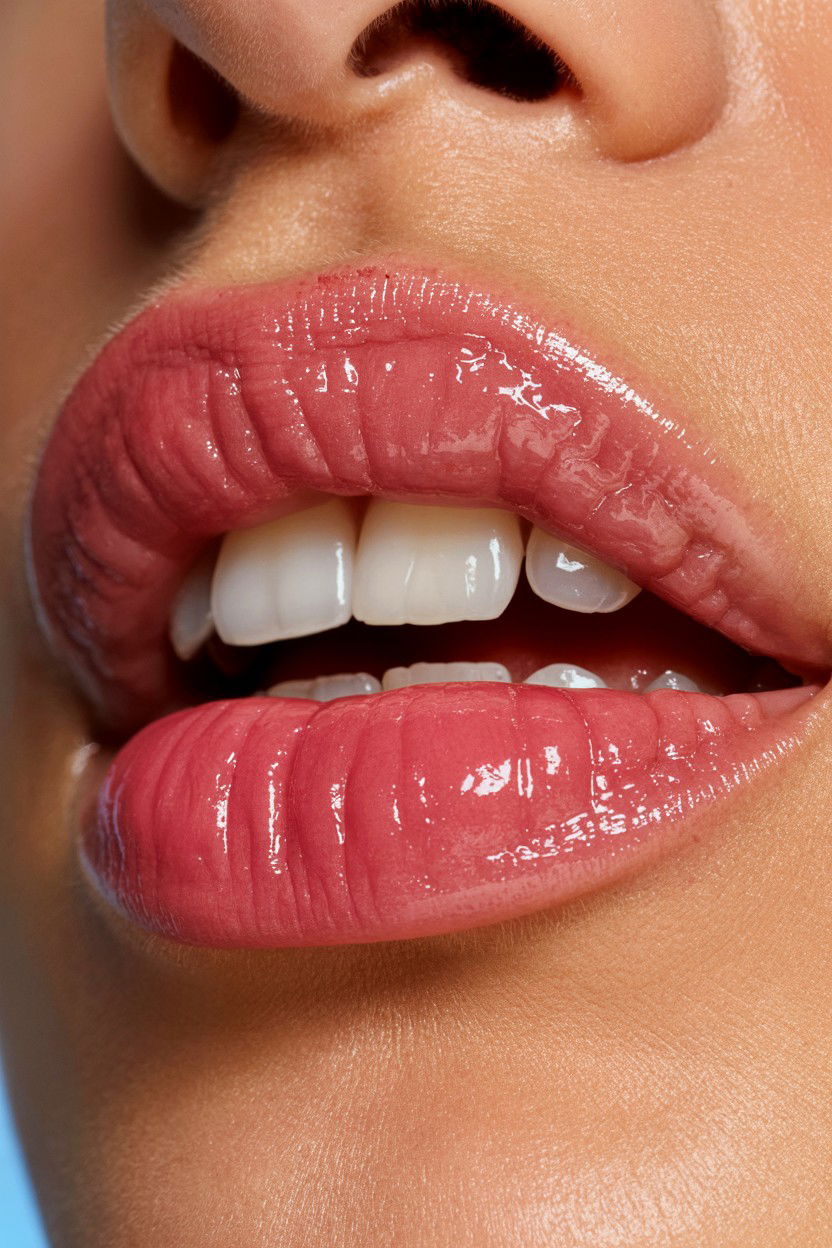 Glossy Pink Lips - 25 Pink Valentine's Day Makeup Looks