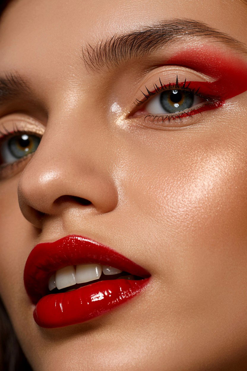 Glossy Red Lip - 25 Red Lip Valentine's Day Looks