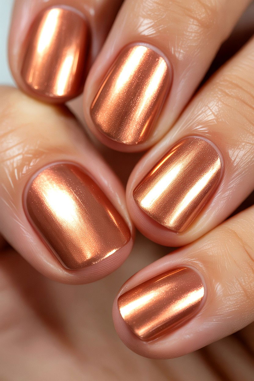 Glossy Rose Gold Nails - 25 Glossy Valentine's Day Nail Ideas