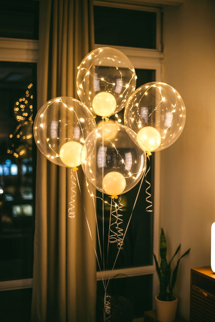 Glowing LED Balloon Decoration - 25 Valentine's Day Balloon Surprise Ideas