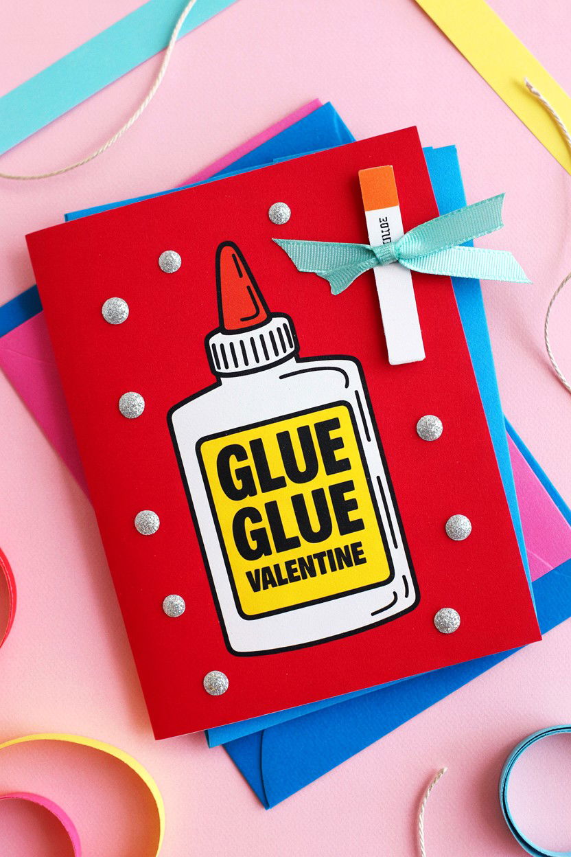 Glue Teacher Valentine Card - 25 Valentine's Day Cards for Teachers
