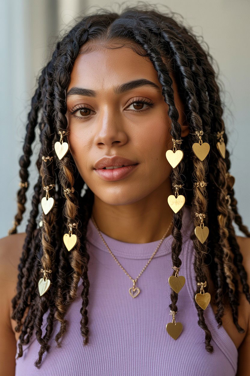 Goddess Locs Heart Charms - 25 Valentine's Day Textured Hair Ideas