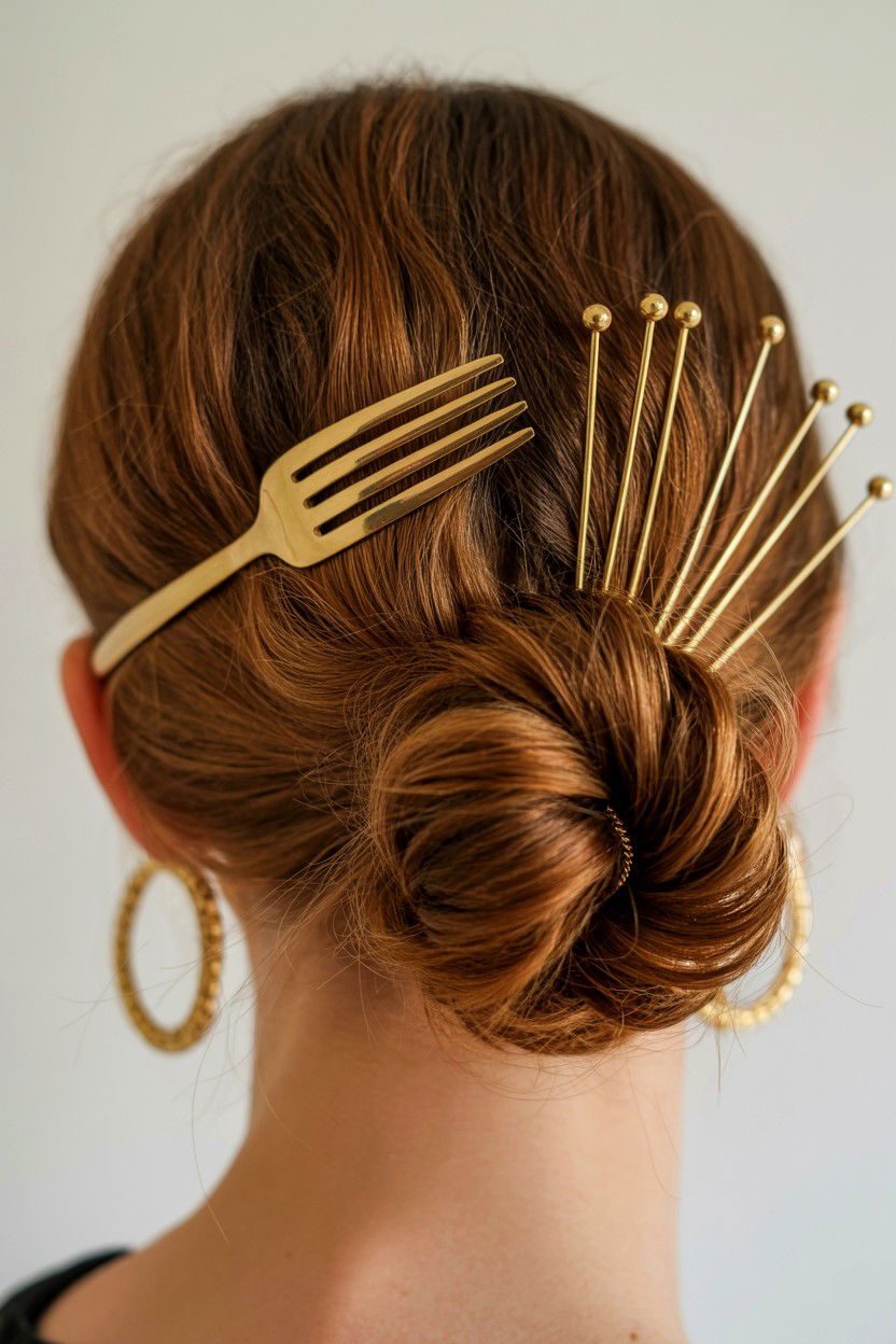 Gold Accessory French Twist - 25 Valentine's Day French Twist Ideas