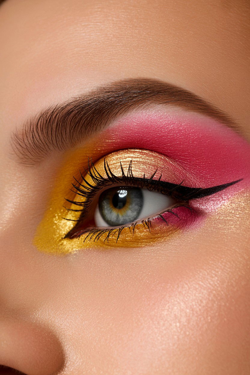 Gold And Pink Eye Makeup - 25 Valentine's Day Eye Makeup Ideas