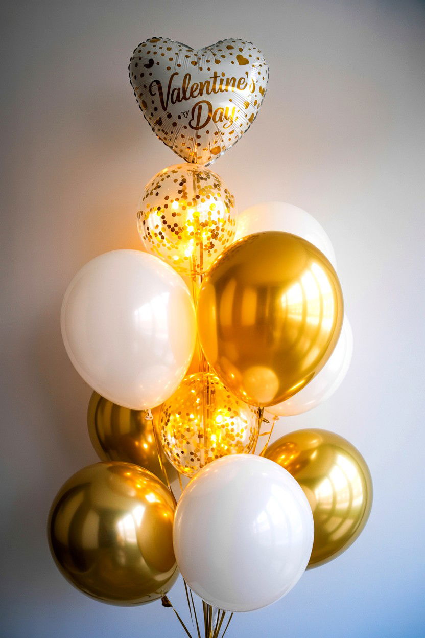 Gold And White LED Balloon Set - 25 Valentine's Day LED Balloon Ideas