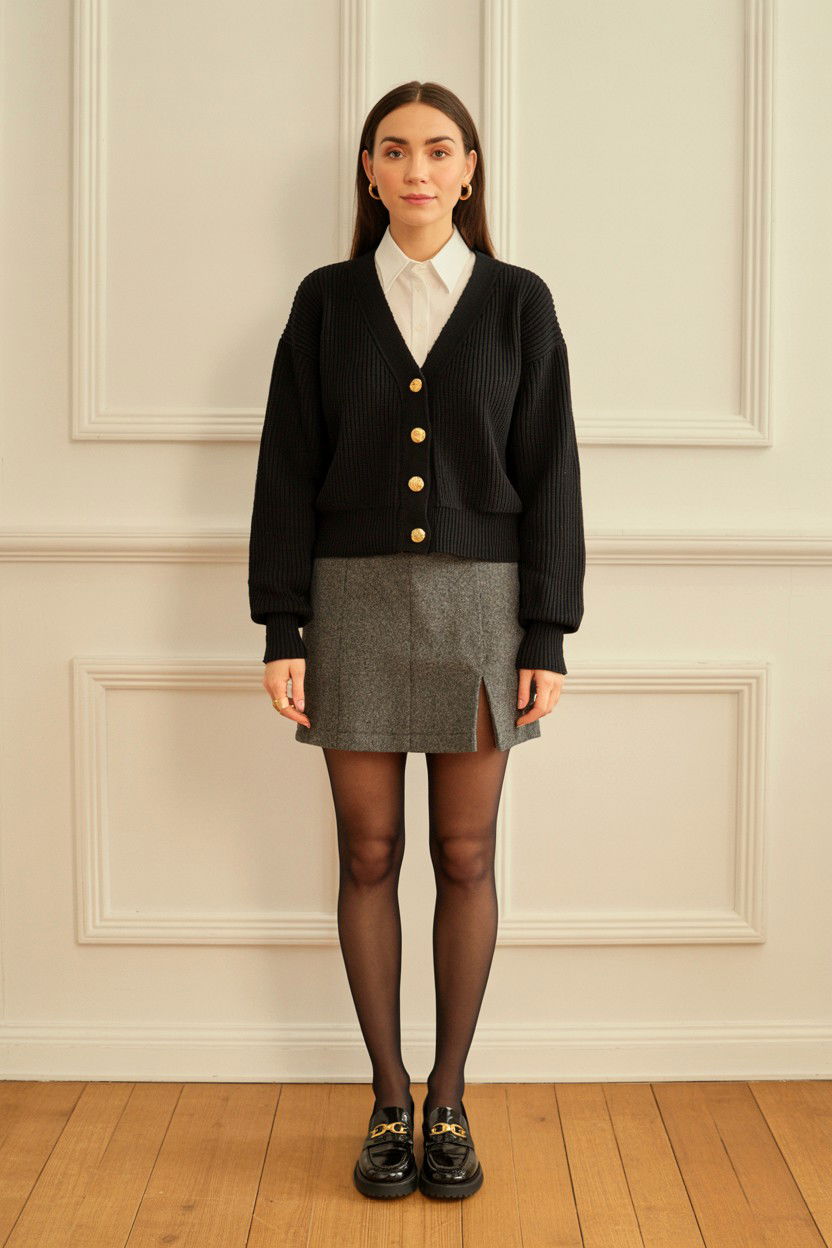 Gold Button Cardigan Outfit - 25 Valentine's Day Old Money Outfits