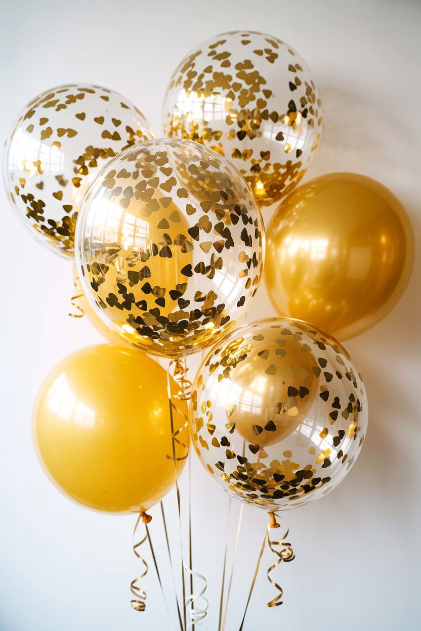 Gold Confetti Balloon - 25 Valentine's Day Gold Balloon Ideas