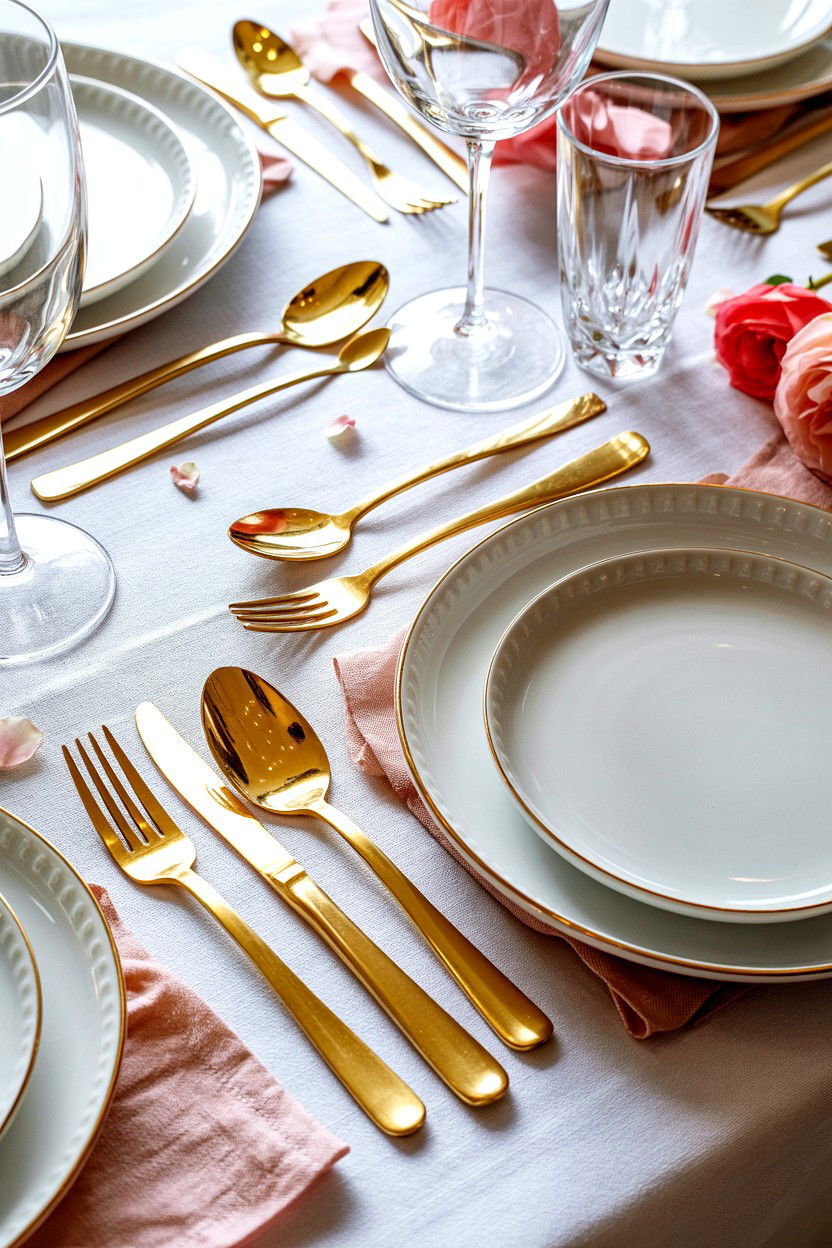 Gold Cutlery - 25 Glam Valentine's Day Decor Ideas