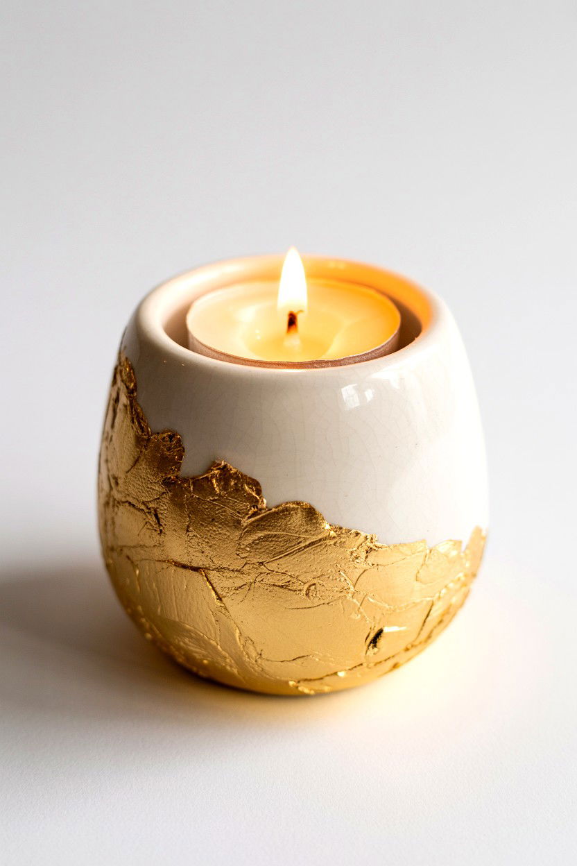 Gold Dipped Tea Light - 25 Valentine's Day Candle Holder Ideas