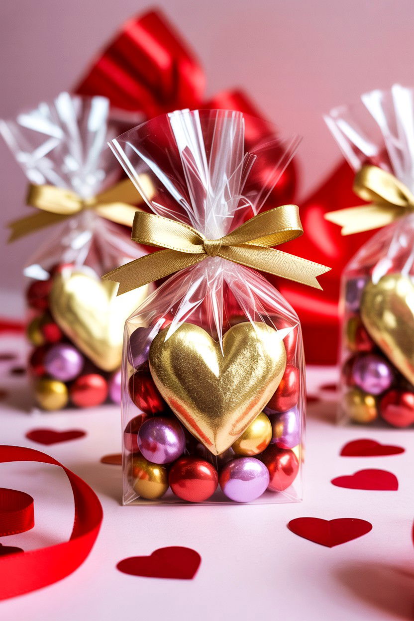 Gold Foil Accents - 25 Valentine's Day Candy Bag Ideas