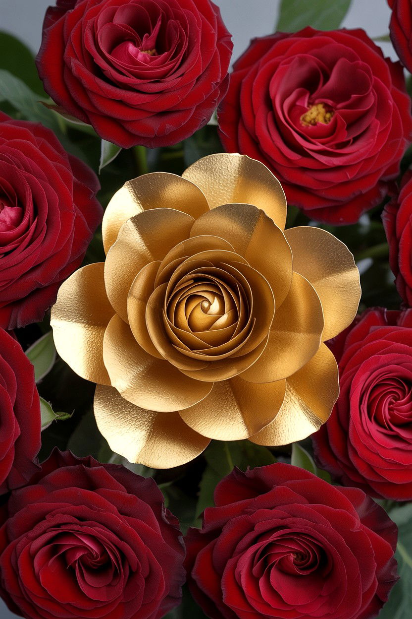 Gold Foil Flower Accents - 25 Valentine's Day Flower Wrapping Ideas