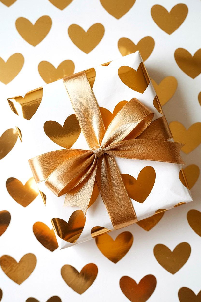 Gold Foil Heart Paper - 25 Valentine's Day Wrapping Paper Ideas