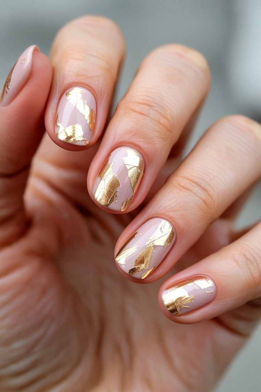 Gold Foil Valentine Nails - 25 Minimalist Valentine's Day Nails