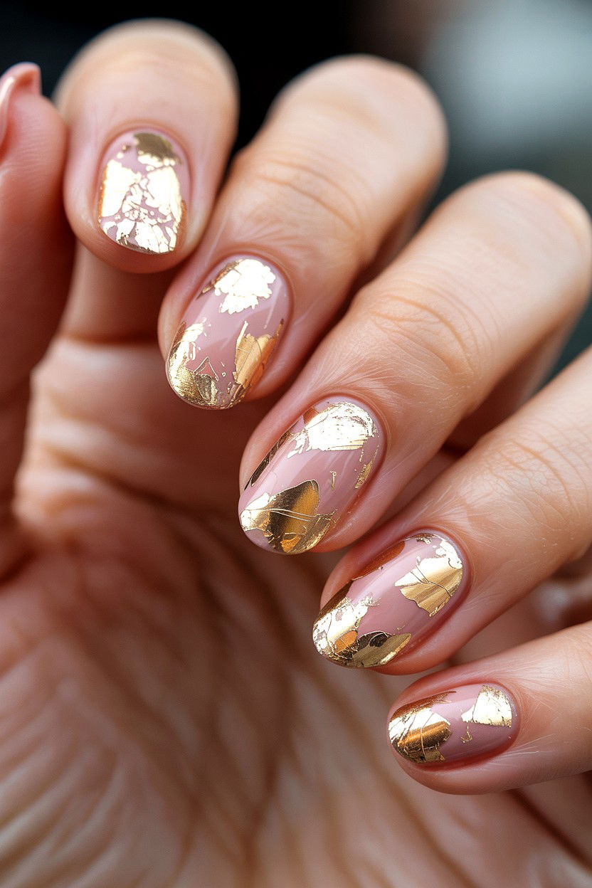 Gold Foil Valentine Nails - 25 Valentine's Day Toe Nail Ideas