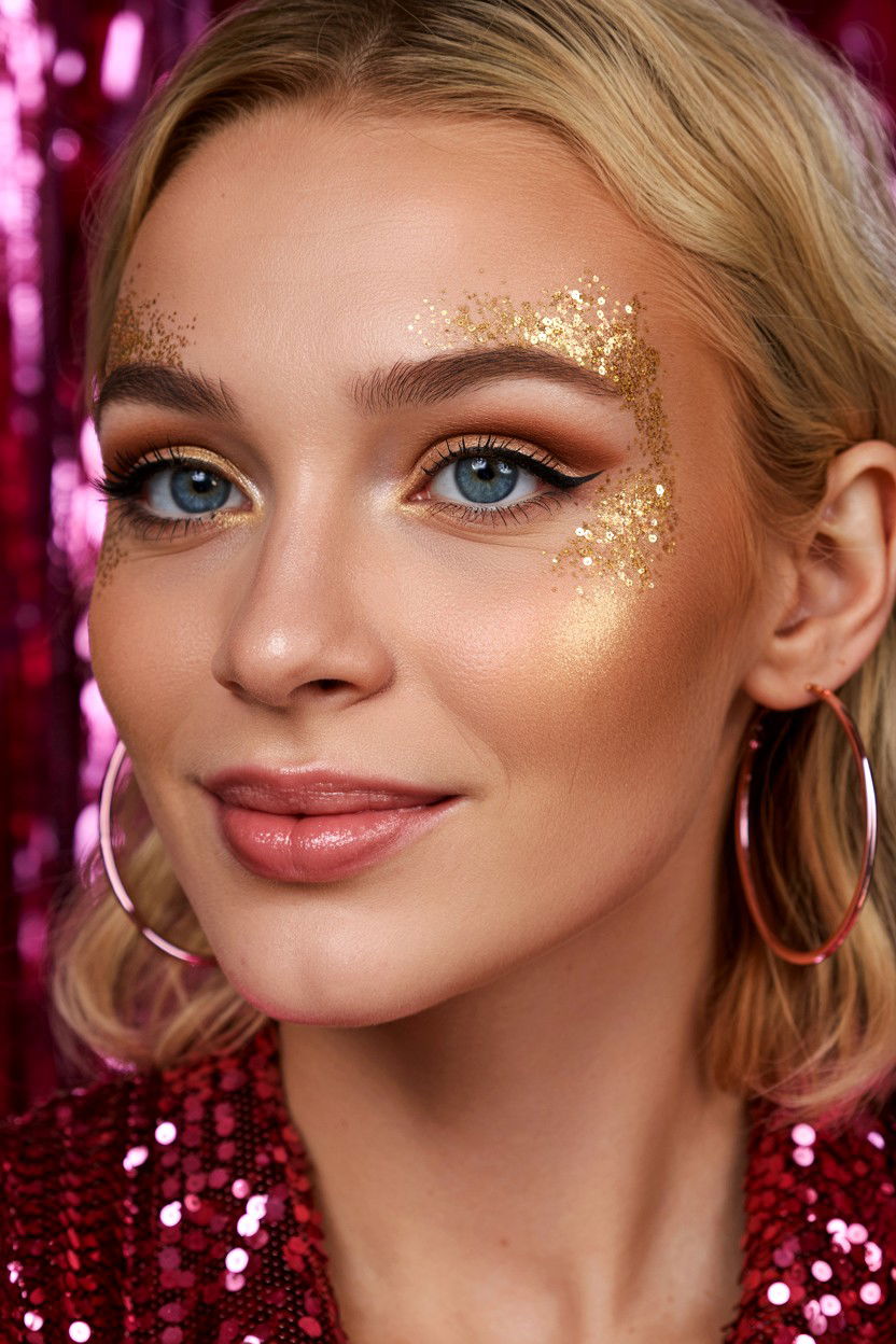 Gold Glitter - 25 Valentine's Day Makeup for Blue Eyes