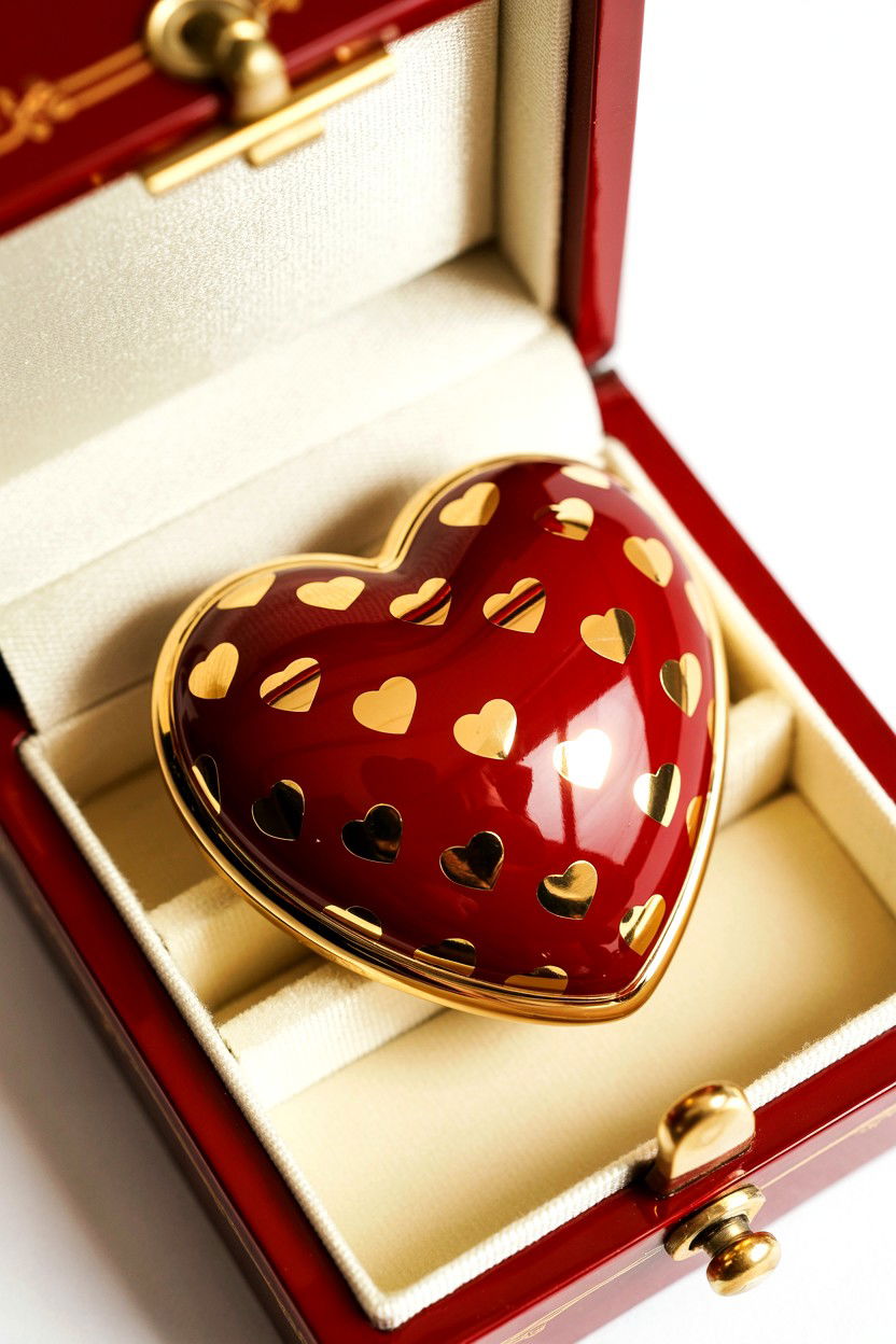 Gold Heart Decal - 25 Easy Valentine's Day Nail Designs