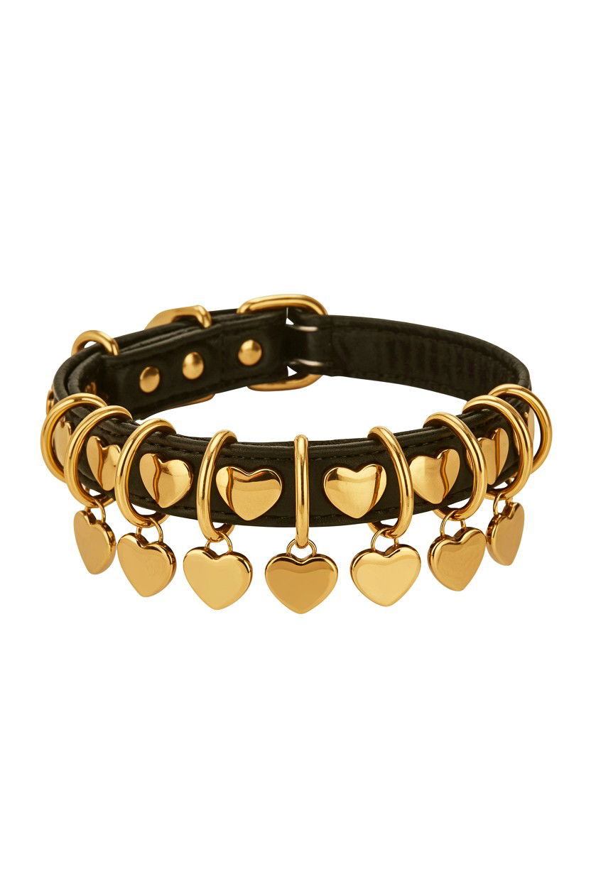 Gold Heart Dog Collar - 25 Valentine's Day Dog Collar Ideas
