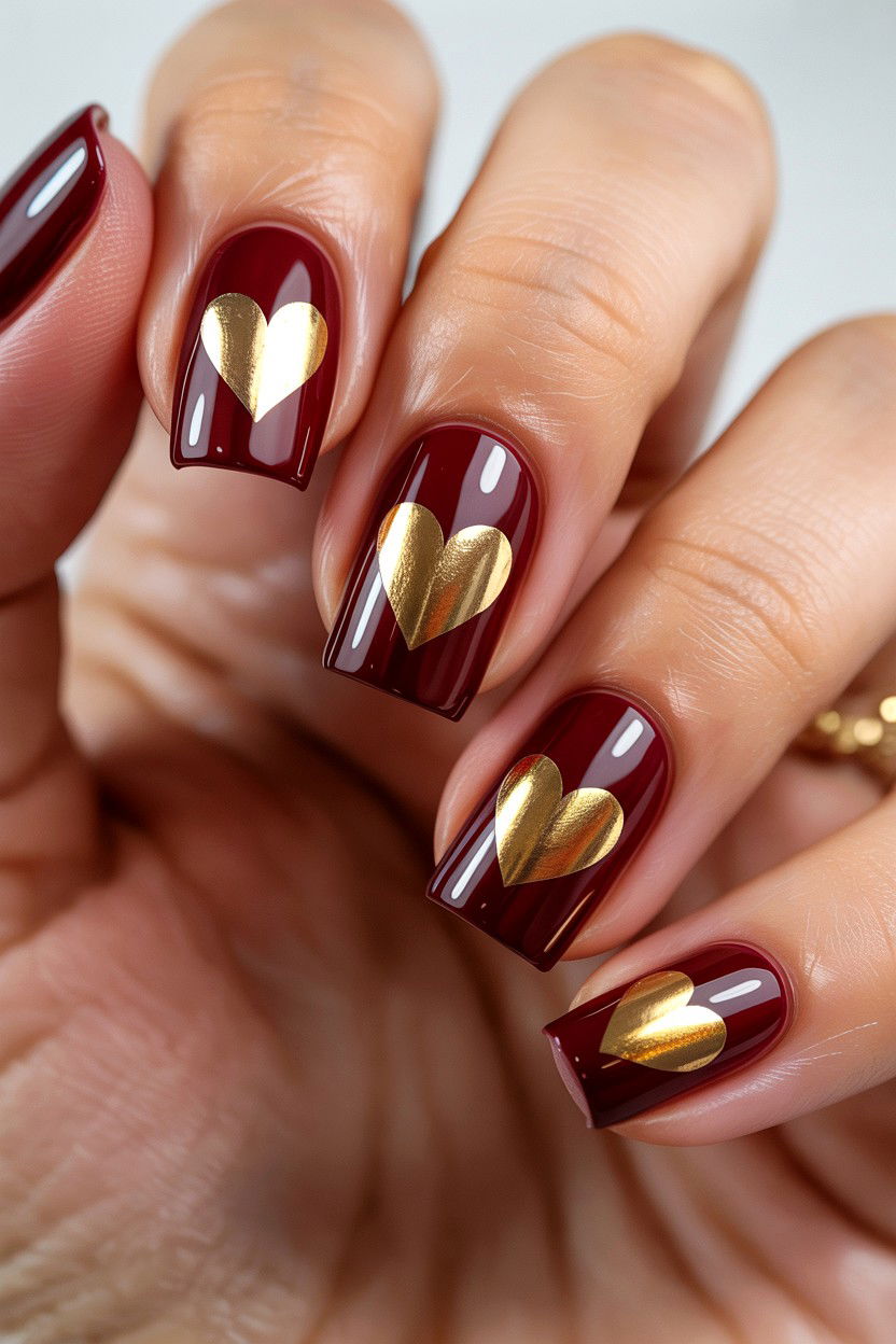 Gold Heart Nail Decals - 25 Valentine's Day Nail Sticker Ideas