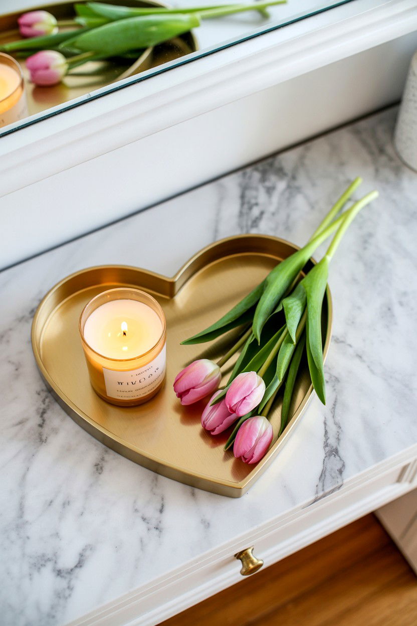 Gold Heart Tray - 25 Modern Valentine's Day Decor Ideas