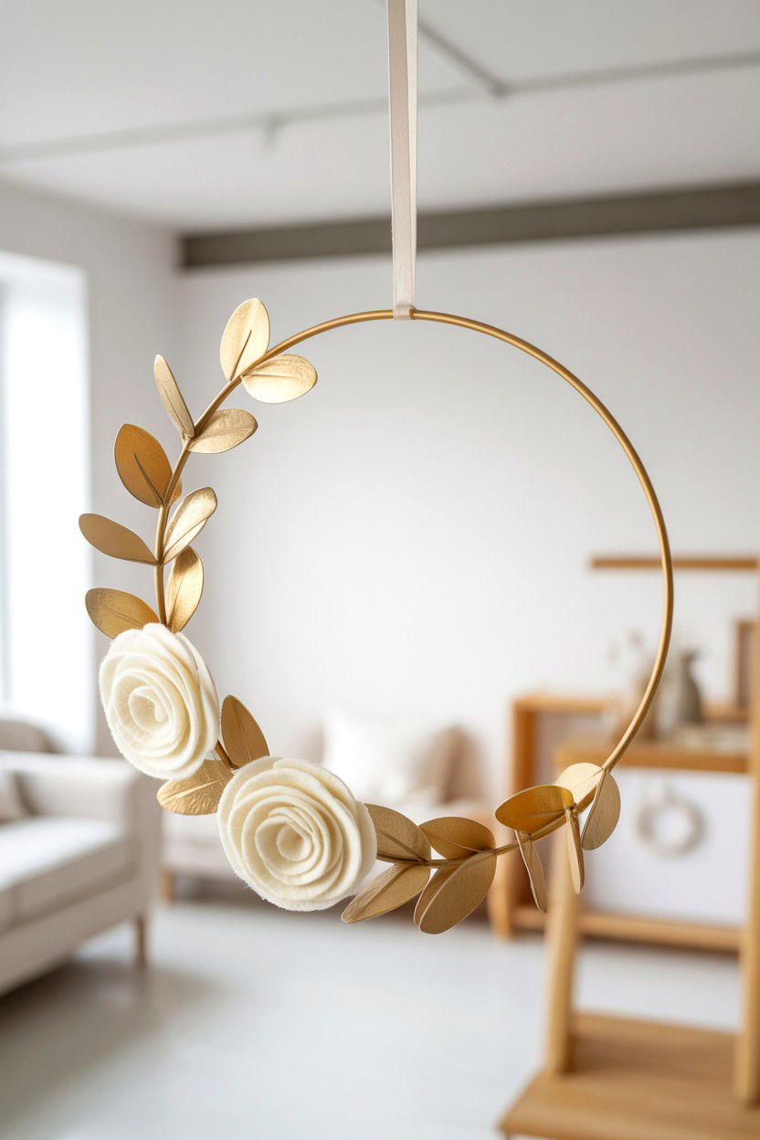 Gold Hoop Felt Wreath - 25 Felt Valentine's Day Wreath Ideas