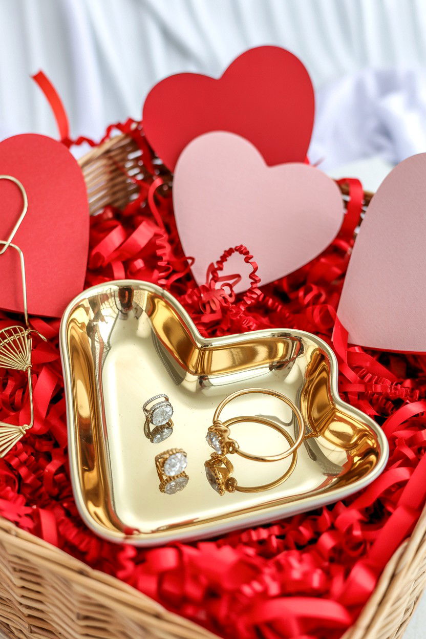 Gold Jewelry Dish - 25 Valentine's Day Gift Basket Filler Ideas
