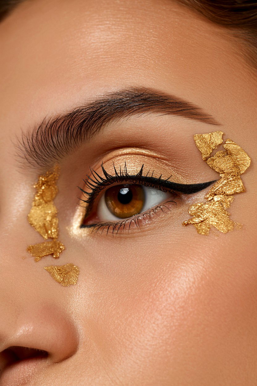 Gold Leaf Accents - 25 Valentine's Day Makeup for Brown Eyes